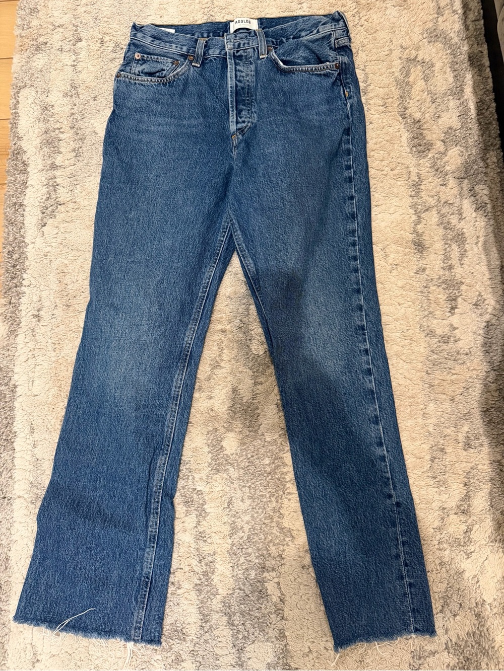 Agolde Men’s Relaxed Straight-Leg Jeans in Classic Blue